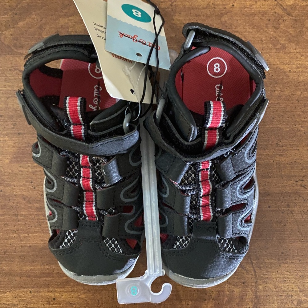 New Cat & Jack sandals, toddler boys, size- 8, colors- black, red, gray